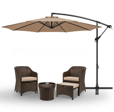 10 Ft Outdoor Deck Patio Umbrella Off set Tilt Cantilever Hanging Canopy