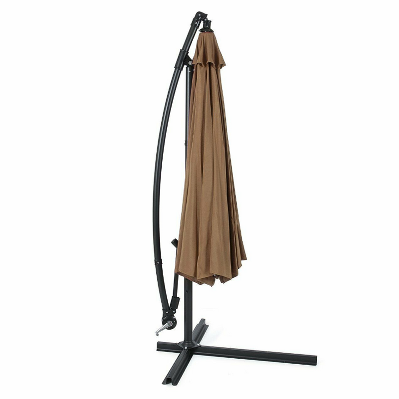 10 Ft Outdoor Deck Patio Umbrella Off set Tilt Cantilever Hanging Canopy