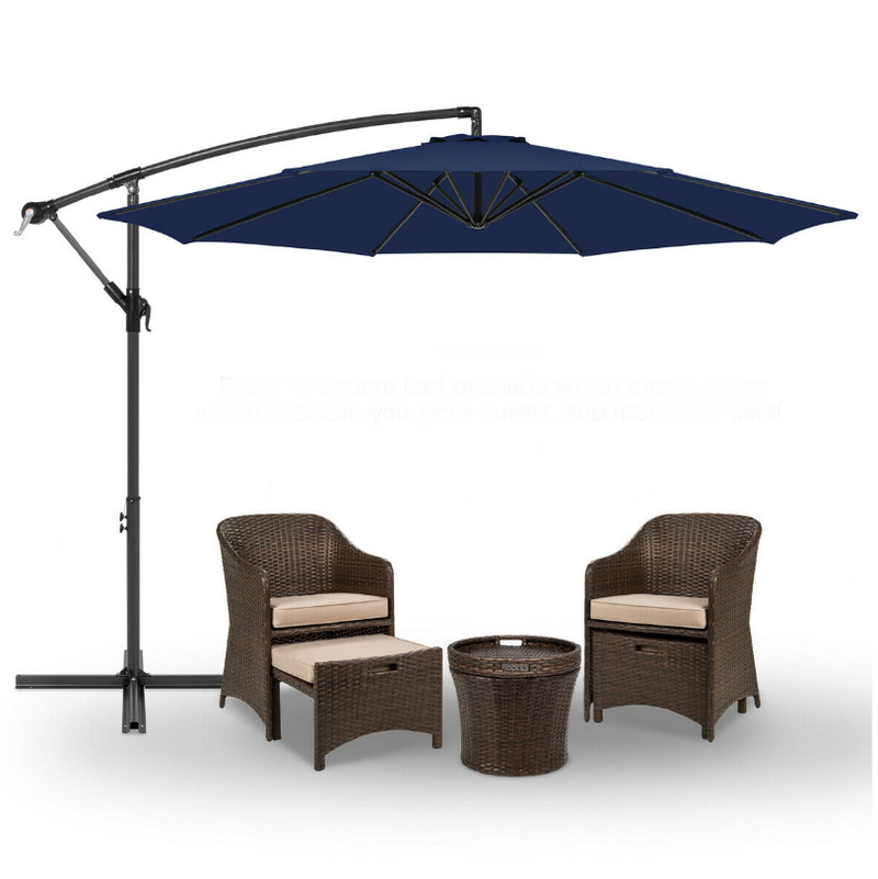 10 Ft Outdoor Deck Patio Umbrella Off set Tilt Cantilever Hanging Canopy