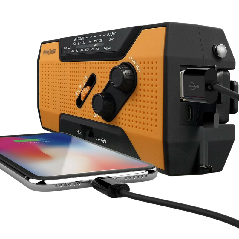 Emergency Weather Solar Radio Hand Crank AM/FM NOAA Radio with LED Flashlight and USB Charger