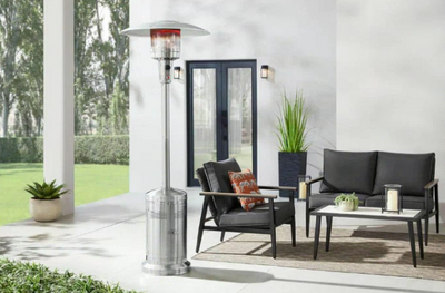 Outdoor Propane Heater with Wheels, Gas Patio Heater Stainless Steel 48,000 BTU