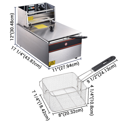 Electric Deep Fryer Commercial Kitchen Countertop Frying Basket