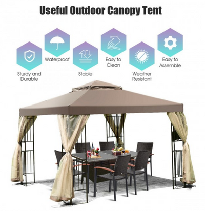 10x10 Ft Awning Patio Canopy Gazebo Tent Screw-free Structure