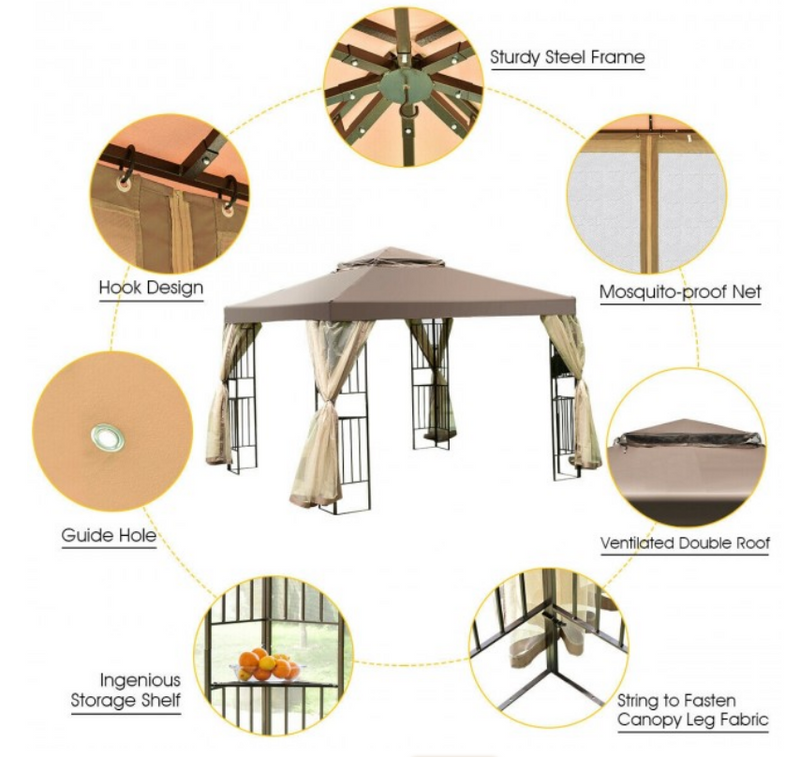 10x10 Ft Awning Patio Canopy Gazebo Tent Screw-free Structure