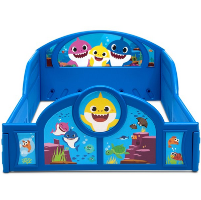 Baby Shark Plastic Sleep and Play Toddler Bed with Attached Guardrails