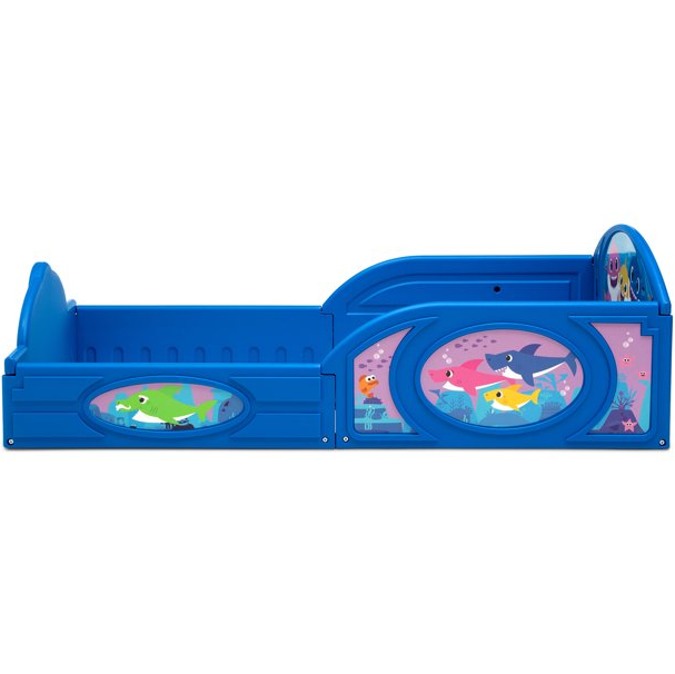 Baby Shark Plastic Sleep and Play Toddler Bed with Attached Guardrails