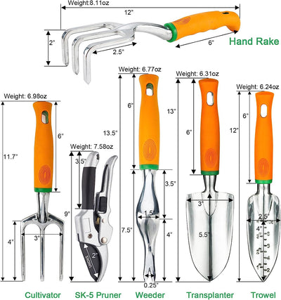 12Pcs Garden Tool Set, Gardening Tools Kit with Canvas Apron & Storage Pocket