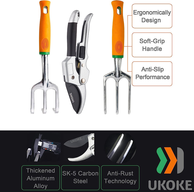 12Pcs Garden Tool Set, Gardening Tools Kit with Canvas Apron & Storage Pocket