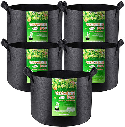 5-Pack Grow Bags Heavy Duty 300G Thickened Nonwoven Plant Fabric Pots with Handles
