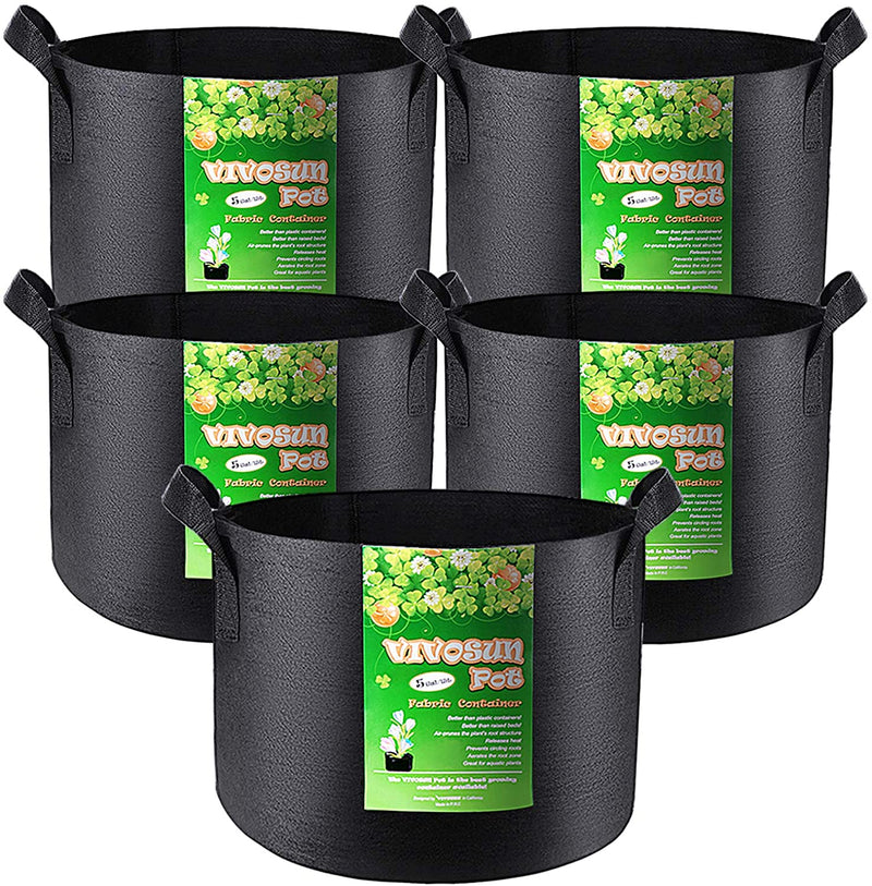 5-Pack Grow Bags Heavy Duty 300G Thickened Nonwoven Plant Fabric Pots with Handles