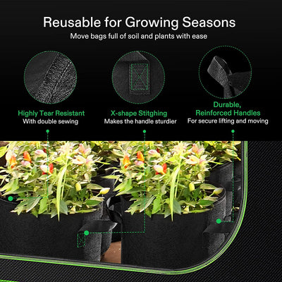 5-Pack Grow Bags Heavy Duty 300G Thickened Nonwoven Plant Fabric Pots with Handles