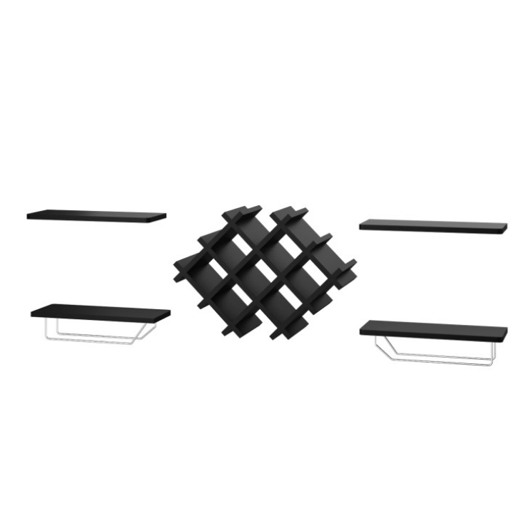 Set of 5 Wall Mount Wine Rack Set with Storage Shelves