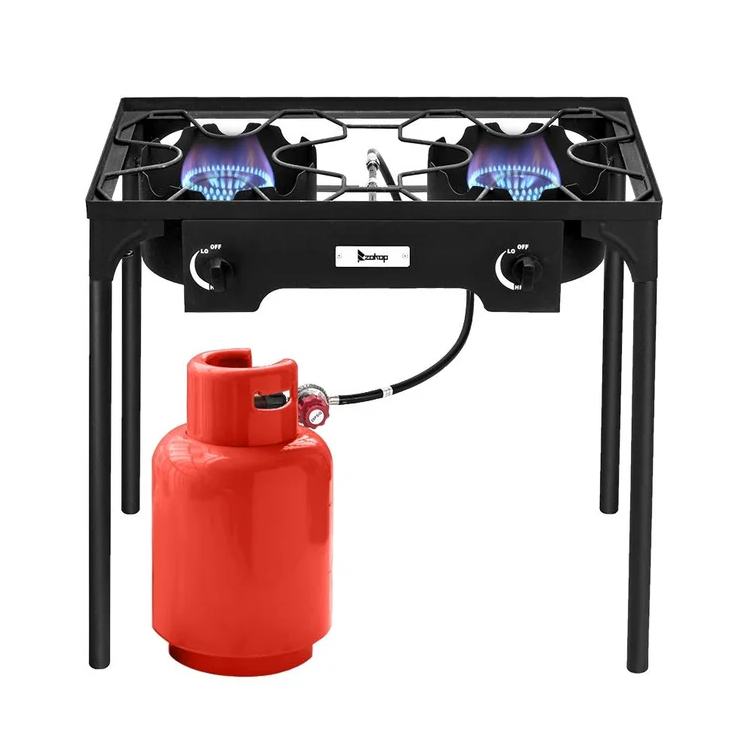 2-Burner High Pressure Propane Gas Outdoor Stove, Portable Camping Stove