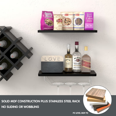 Set of 5 Wall Mount Wine Rack Set with Storage Shelves