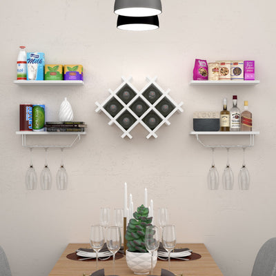 Set of 5 Wall Mount Wine Rack Set with Storage Shelves