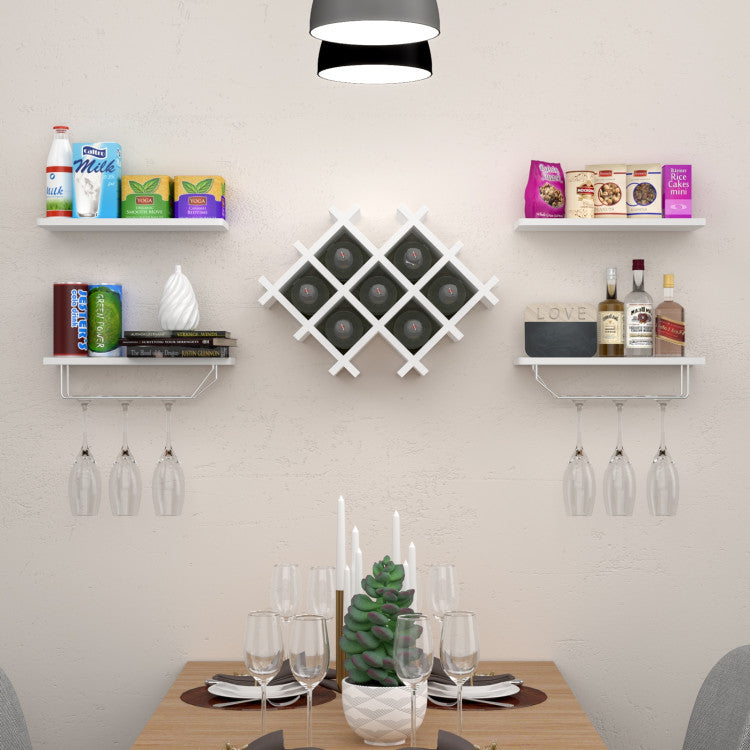 Set of 5 Wall Mount Wine Rack Set with Storage Shelves