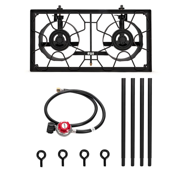 2-Burner High Pressure Propane Gas Outdoor Stove, Portable Camping Stove