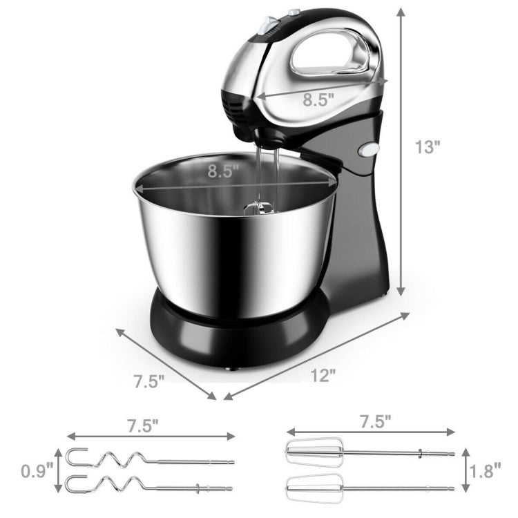 200W 5-Speed Stand Mixer with Dough Hooks Beaters