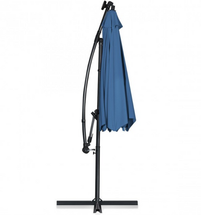 360° Rotation 10 Ft Solar Powered LED Patio Offset Umbrella without Weight Base