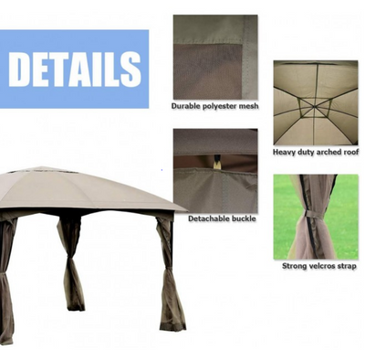 11.5x11.5 Ft Fully Enclosed Outdoor Patio Garden Gazebo with 4 Removable Walls
