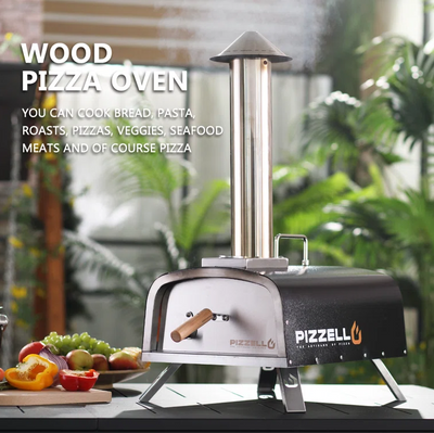 Outdoor Pizza Oven Wood Fired Portable Wood Pellet Stainless Steel Pizza Oven with 13" Pizza Stone