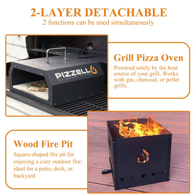 4-in-1 Outdoor Pizza Oven BBQ Charcoal Pellet Grill Fire Pit with Pizza Stone Pizza Peel