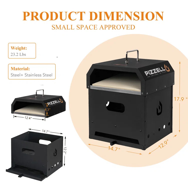 4-in-1 Outdoor Pizza Oven BBQ Charcoal Pellet Grill Fire Pit with Pizza Stone Pizza Peel