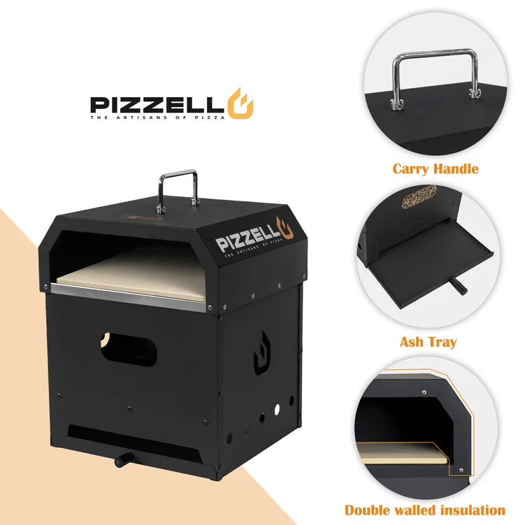 4-in-1 Outdoor Pizza Oven BBQ Charcoal Pellet Grill Fire Pit with Pizza Stone Pizza Peel