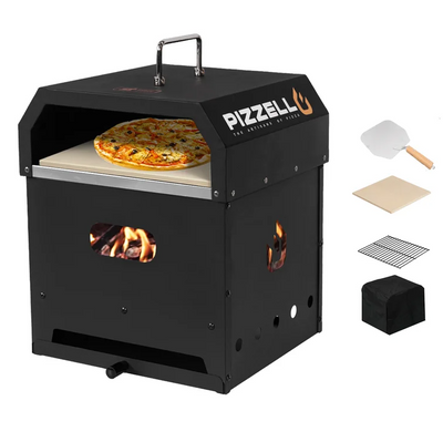 4-in-1 Outdoor Pizza Oven BBQ Charcoal Pellet Grill Fire Pit with Pizza Stone Pizza Peel