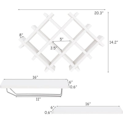 Set of 5 Wall Mount Wine Rack Set with Storage Shelves