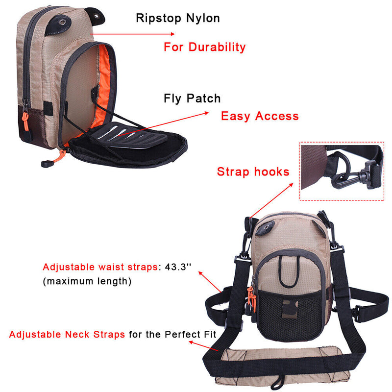 Tackle Bag Chest Bag Outdoor Sports Waist Bag Pack for Fly Fishing
