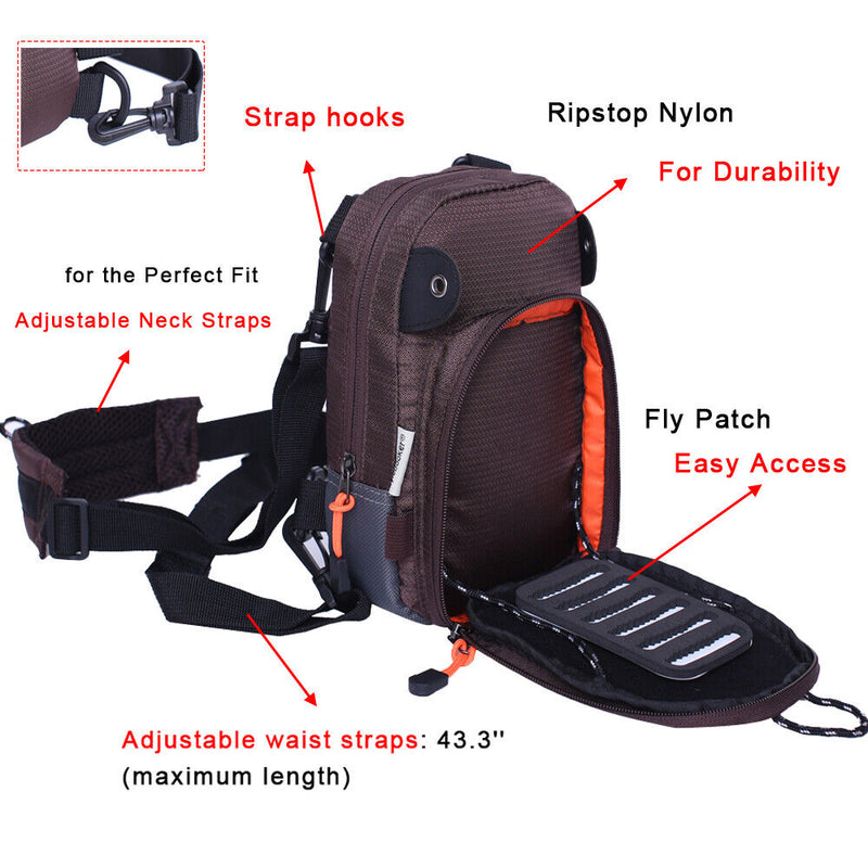Tackle Bag Chest Bag Outdoor Sports Waist Bag Pack for Fly Fishing