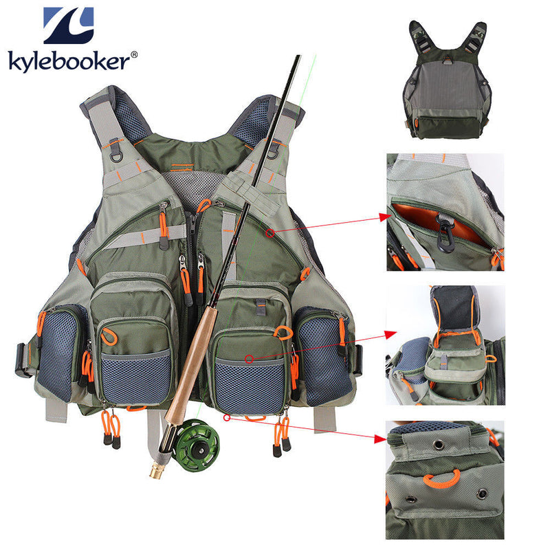 Fly Fishing Vest Pack Adjustable Size Breathable Multi-Pocket Vest