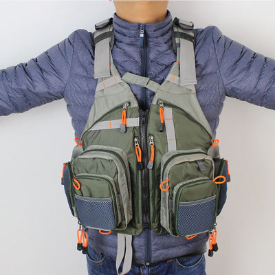 Fly Fishing Vest Pack Adjustable Size Breathable Multi-Pocket Vest
