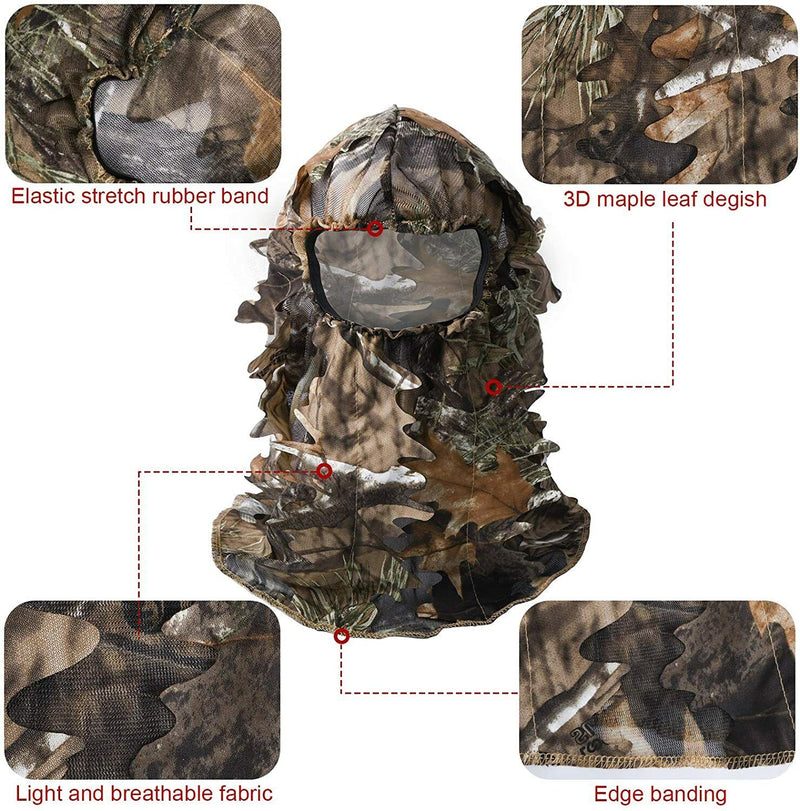 Ghillie Face Mask 3D Bionic Leafy Hunting Camouflage Headwear