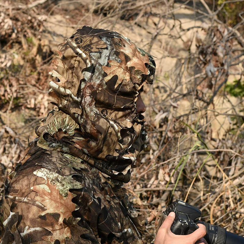 Ghillie Face Mask 3D Bionic Leafy Hunting Camouflage Headwear