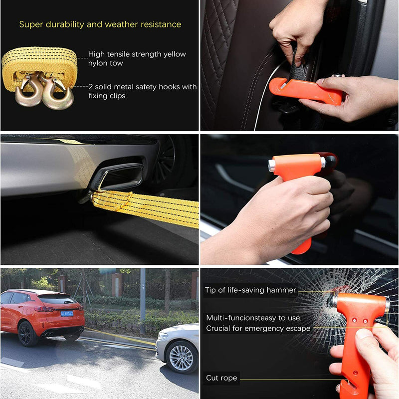 Car Emergency Kit Set, Car Vehicle Safety Survival Kit Tool Bag