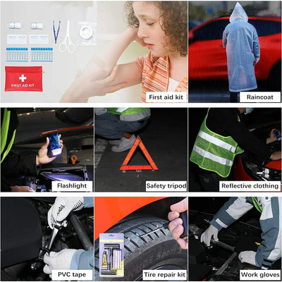 Car Emergency Kit Set, Car Vehicle Safety Survival Kit Tool Bag
