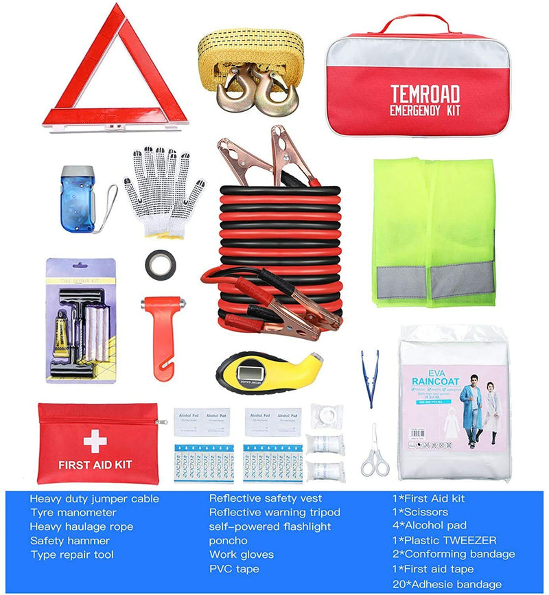 Car Emergency Kit Set, Car Vehicle Safety Survival Kit Tool Bag