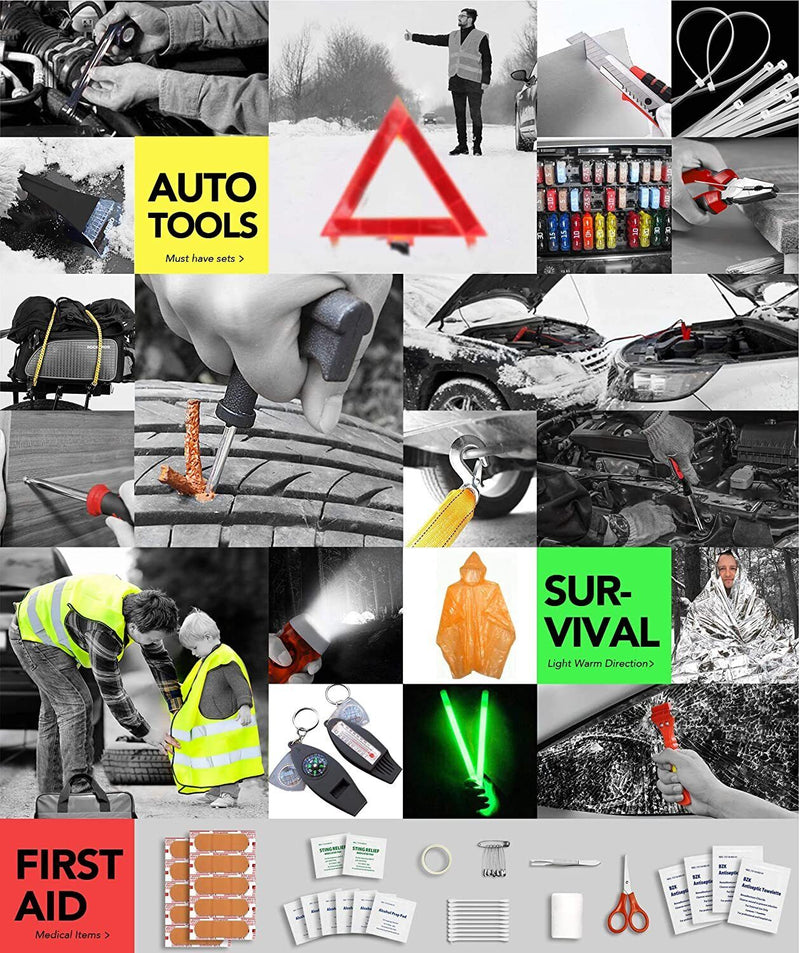 Roadside Assistance Car Emergency Kit, Automotive Car Safety Survival Kit