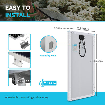 2Pcs 100W Mono Solar Energy Panel Compact Design
