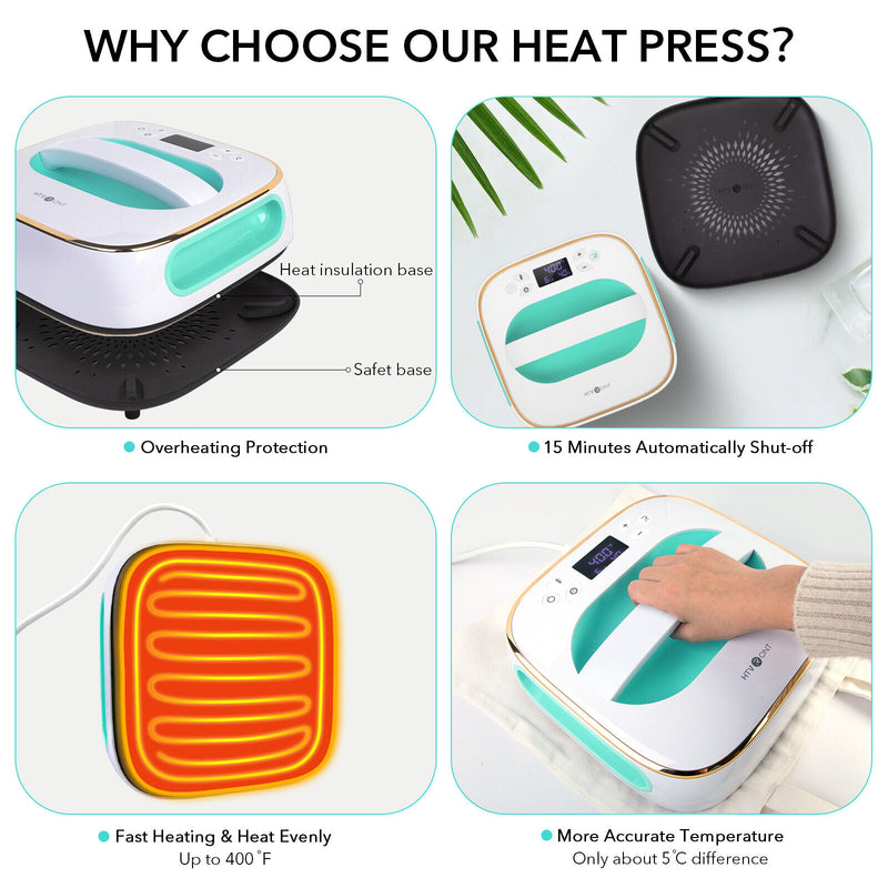 Heat Press Machine 10"x10" Sublimation Transfer T-Shirt Cloth Shoe Hat Press Machine