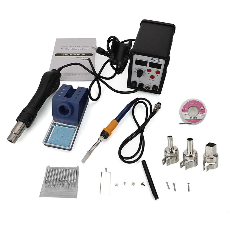 898D+ 2in1 SMD Rework Soldering Gun Machine Station Iron ESD Welder Desoldering Gun Hot 110V