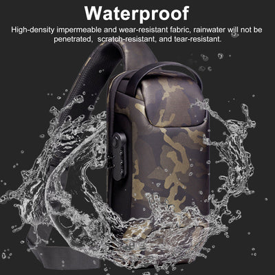 Men's Sling Backpack Waterproof Anti-theft Shoulder Crossbody Bag USB Port Pack