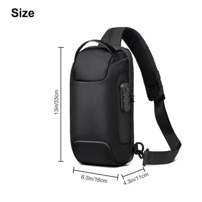 Men's Sling Backpack Waterproof Anti-theft Shoulder Crossbody Bag USB Port Pack