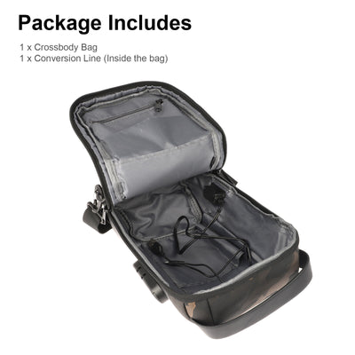 Men's Sling Backpack Waterproof Anti-theft Shoulder Crossbody Bag USB Port Pack
