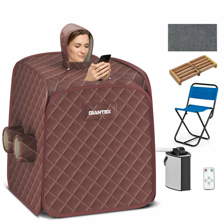 800W 2 Person Portable Steam Sauna SPA Tent with 3L Steamer