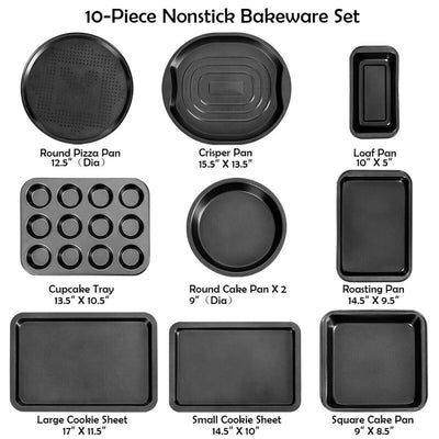 10 Pcs Nonstick Bakeware Set Oven Baking Roasting Cake Pans