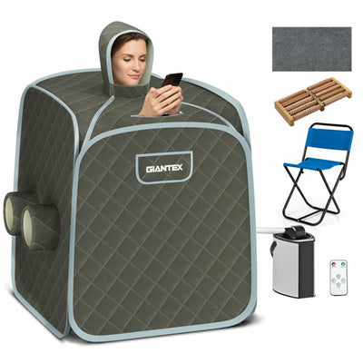 800W 2 Person Portable Steam Sauna SPA Tent with 3L Steamer