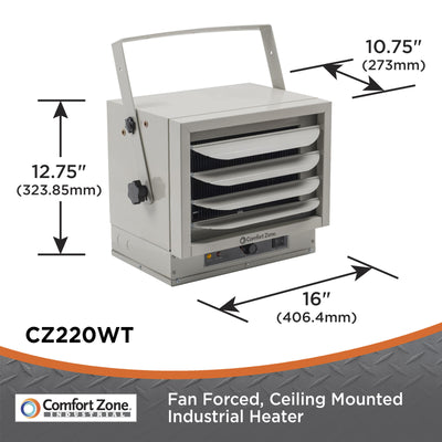 Electric Space Fan Heater, Ceiling Mount Garage Room Heater Grey 17,065 BTU
